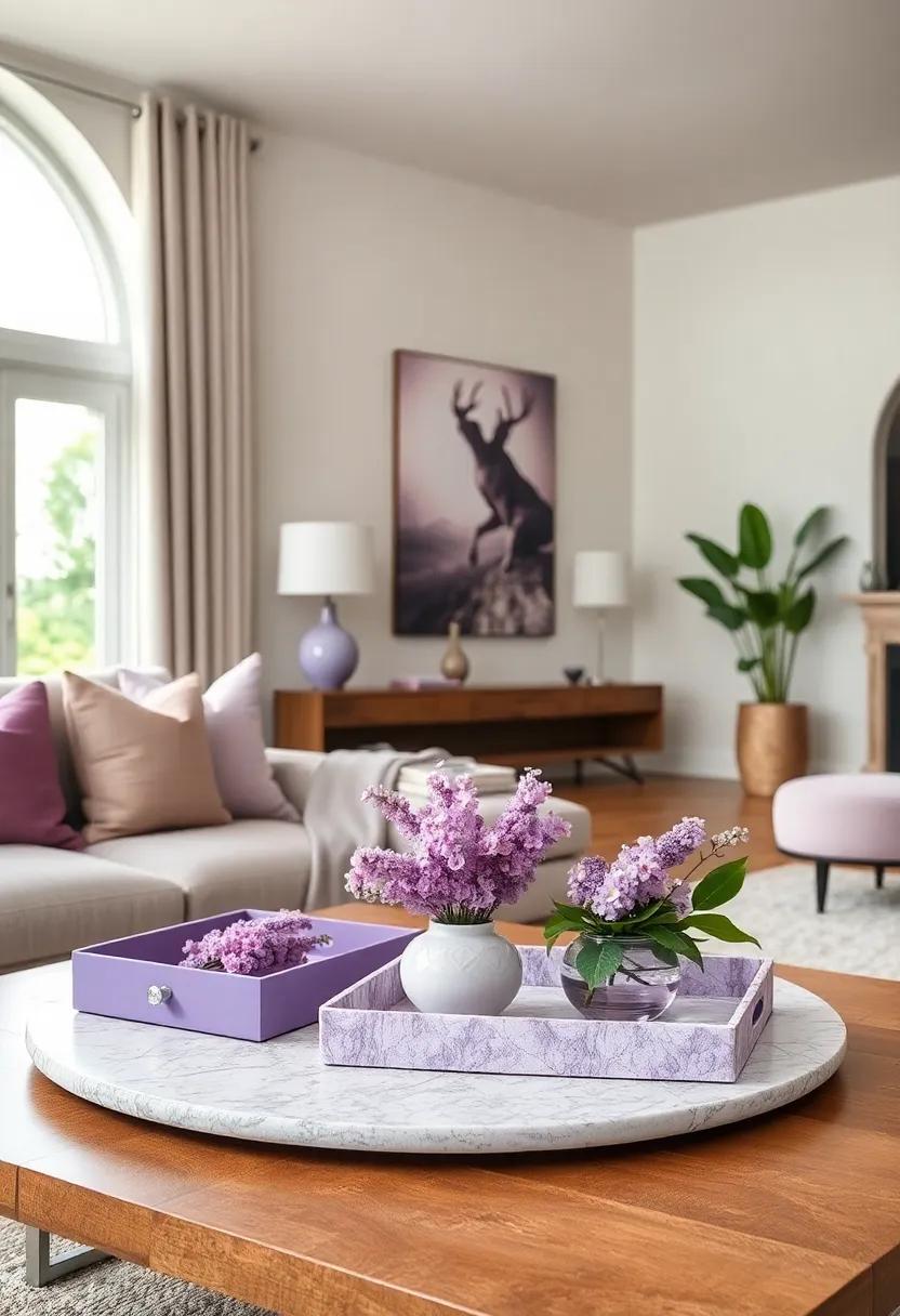 Lavender ⁢Decorative Trays:⁣ organize your coffee table or vanity ‍with ‌chic lavender trays that ⁤serve both ​style and‌ functionality
