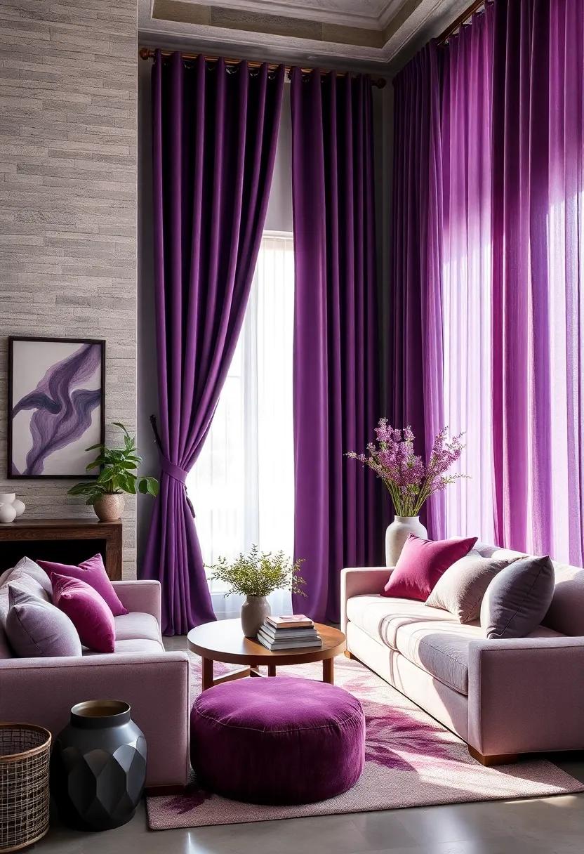 Plum​ Velvet Curtains: Frame your windows with sumptuous plum velvet curtains that not only ⁢block out ‌light but also⁢ enhance the sophistication of⁤ your ​décor