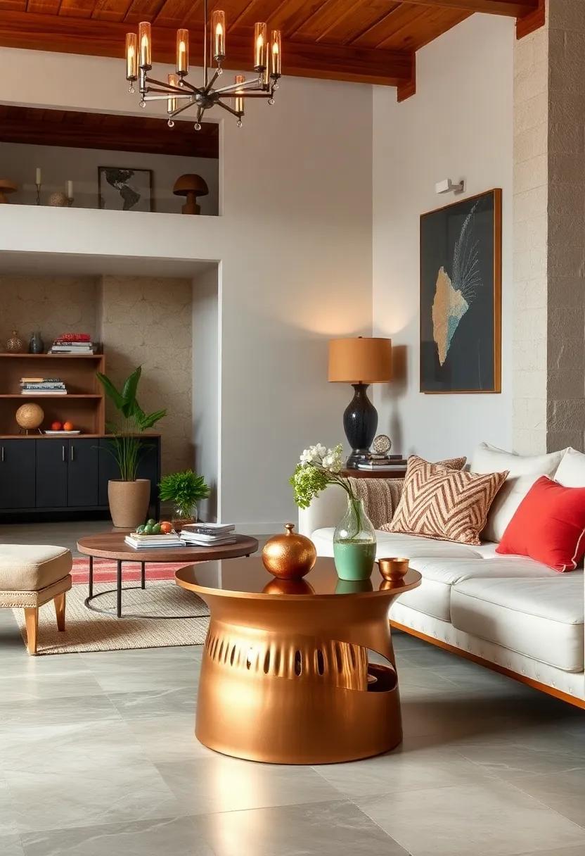 Copper Accent Table: With its glowing finish, a⁣ copper table⁤ brings a⁤ touch of sophistication and modernity, reflecting⁢ light and‌ enhancing any space it occupies