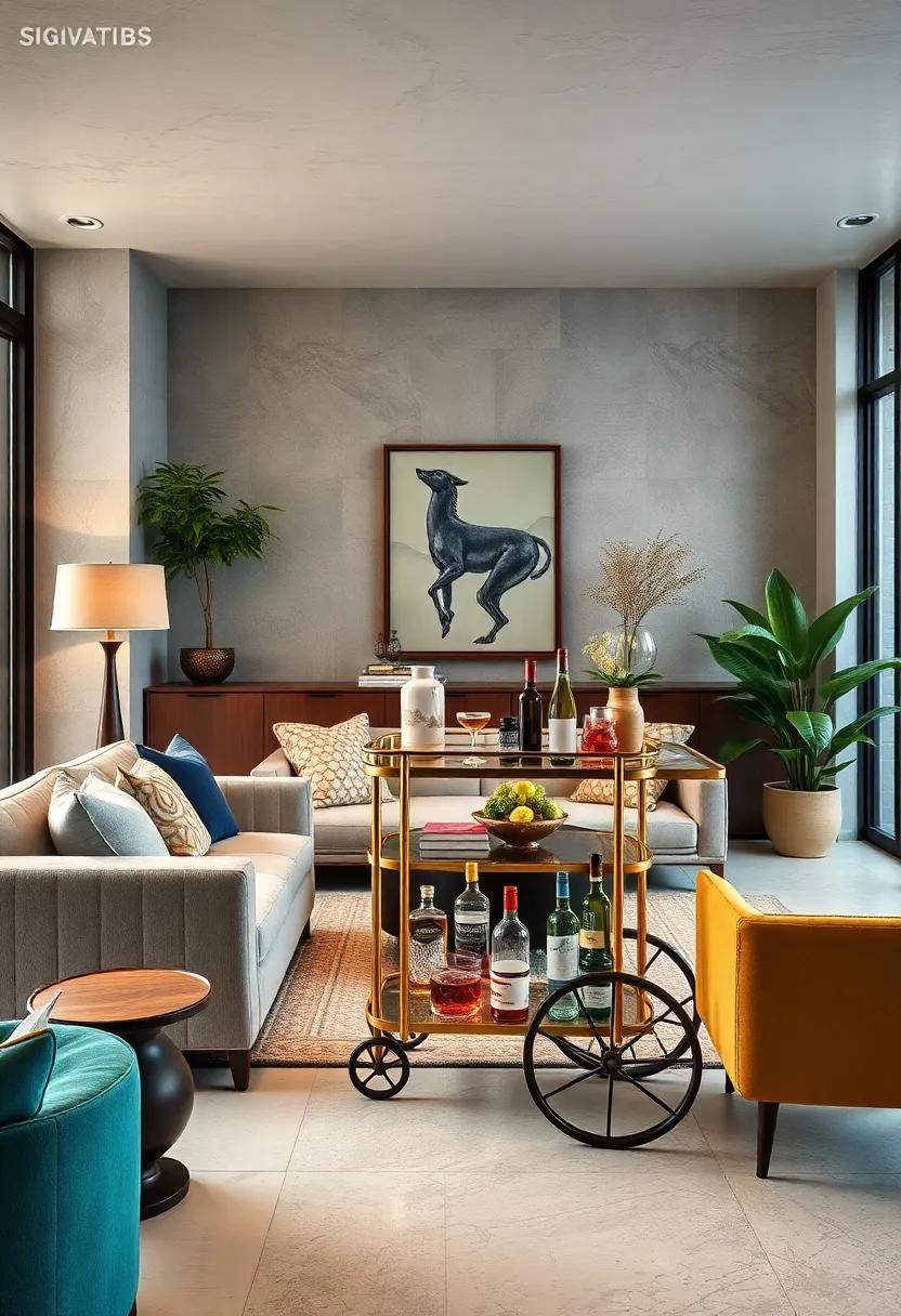 Funky Bar⁣ Cart: Elevate your entertaining game with a cart that ‌boasts unique​ design flair,making it a stylish addition for showcasing bottles and glassware