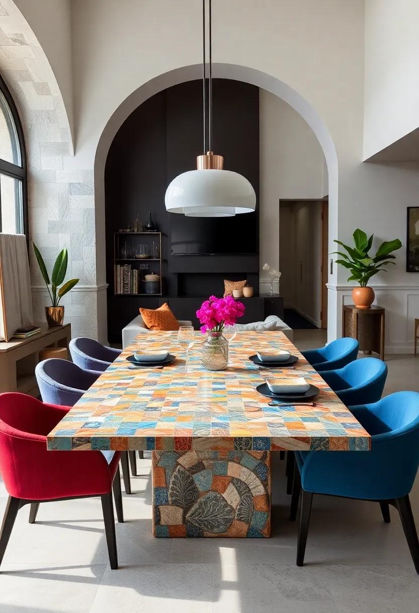 Mosaic⁤ Tile Dining Table: Infused with color and texture, ⁢this dining table elevates meal gatherings, inviting ‍a vibrant communal atmosphere into your home