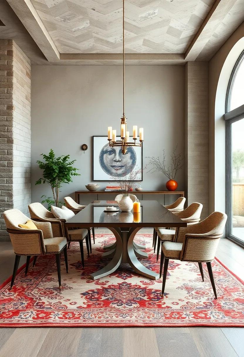 Cozy⁣ Vintage Charm: Bring warmth to your dining ⁢space with a charming⁤ vintage ⁤rug that adds character and history⁣ to the overall⁢ design