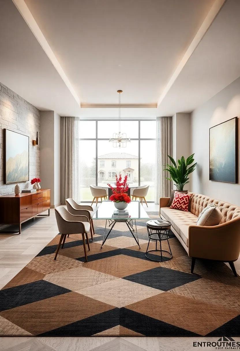 Modern ‌Geometric Prints: Opt for ⁤contemporary carpet designs featuring bold shapes to create‍ visual intrigue, blending seamlessly‍ with sleek furniture