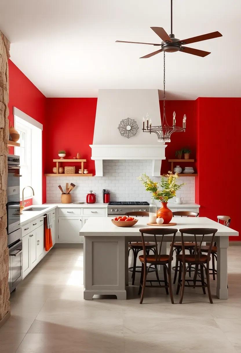 Combining Bold Reds and Classic Whites for a Warm Country Feel