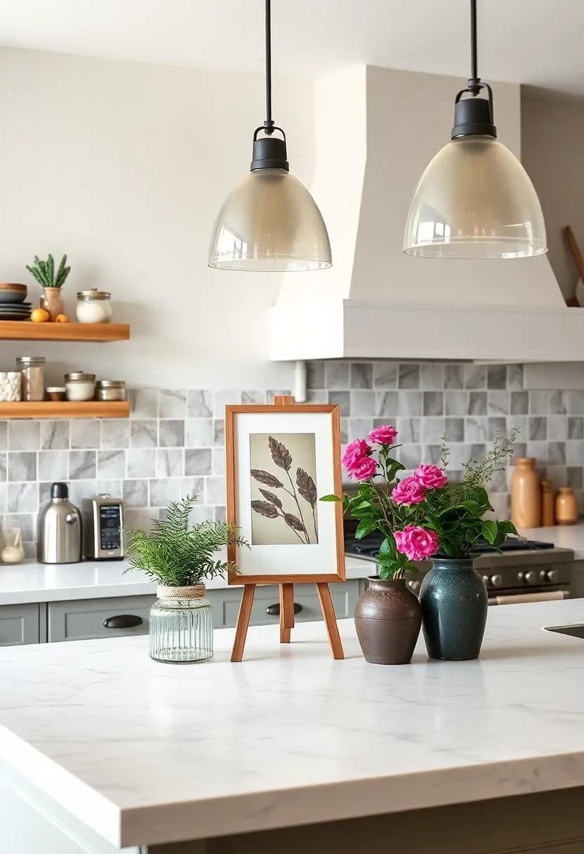 Artwork Display: Hang​ a small piece of art or framed print‌ on the​ counter area with a small easel for a⁢ creative and personal touch to the kitchen vibe