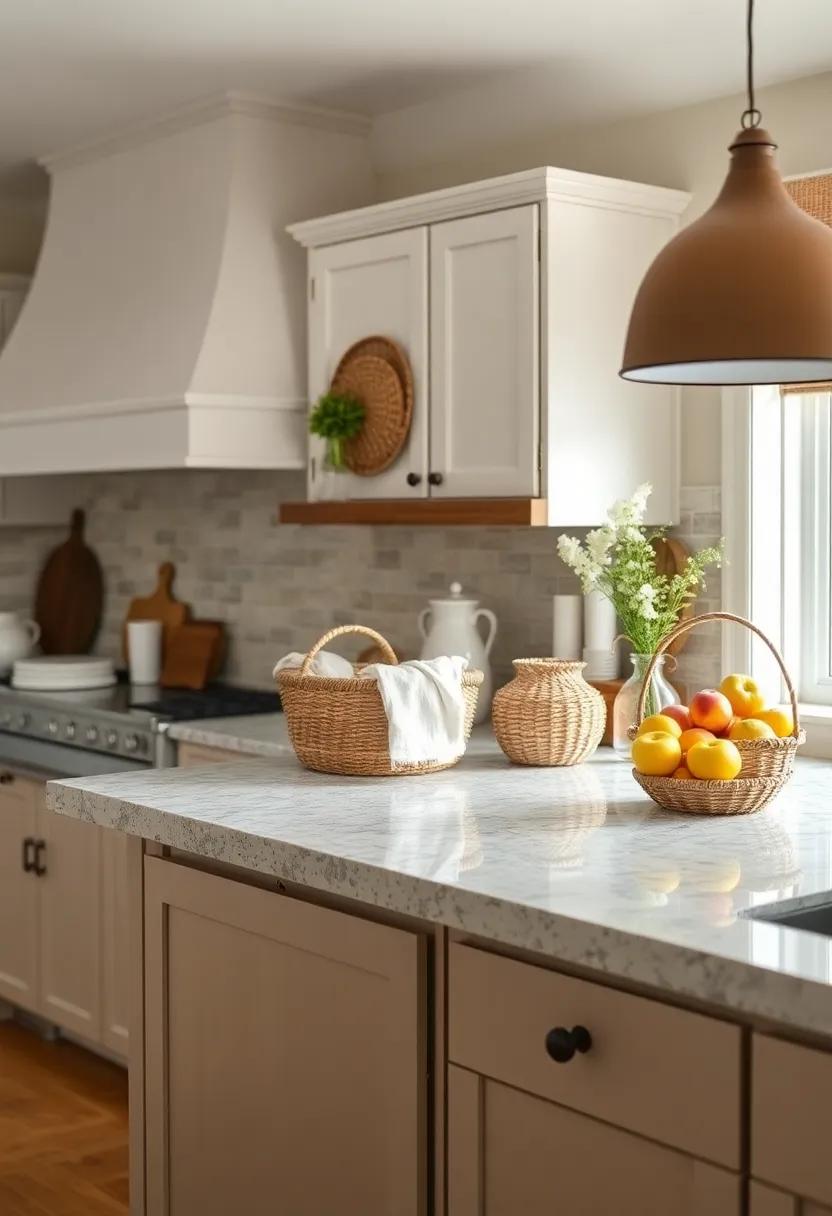 Woven Baskets: use woven baskets to store fruits, bread, or ⁢kitchen⁣ linens, effortlessly bringing in a natural ‌texture that complements the farmhouse look