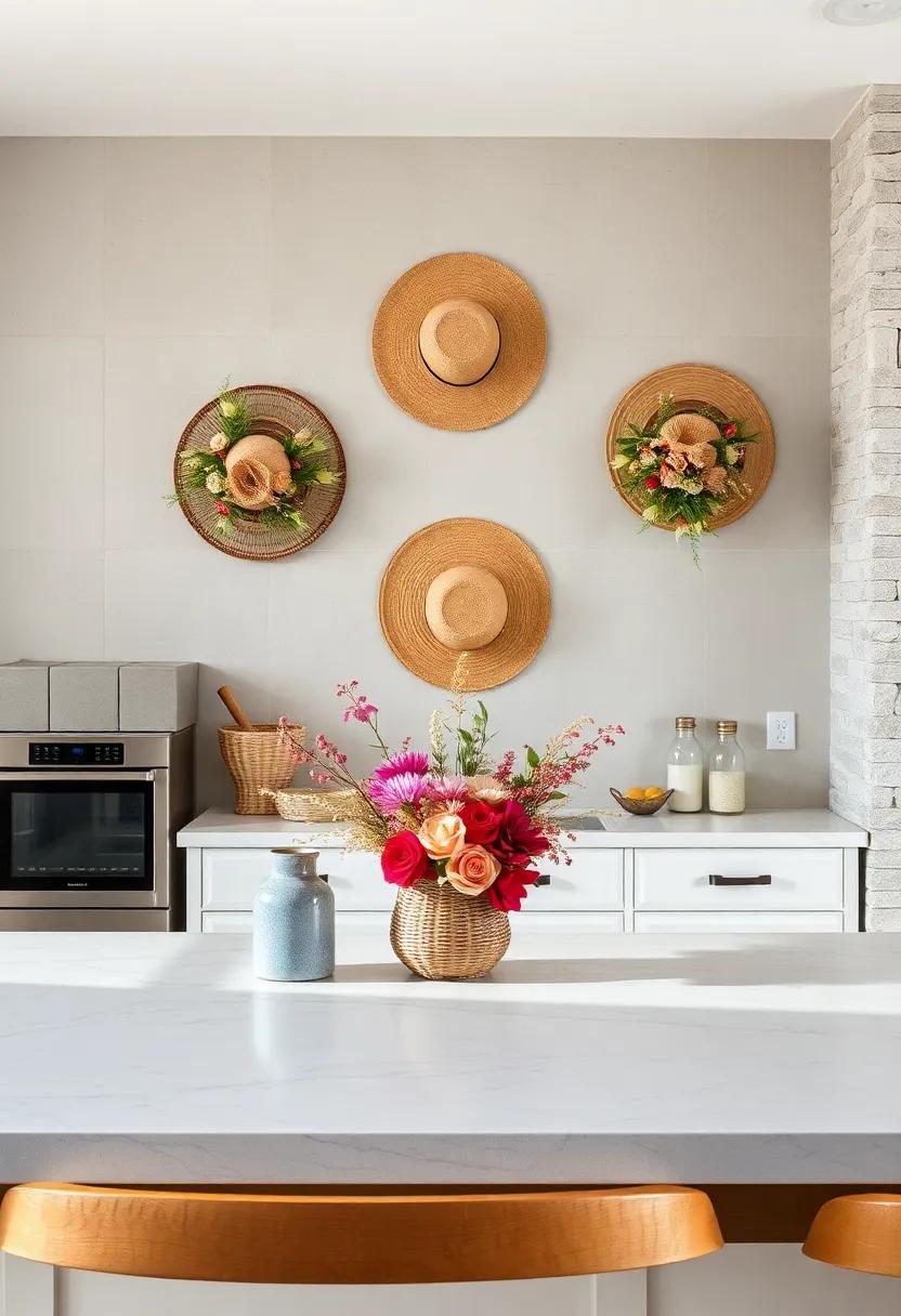 Floral Arrangements - Hang straw hats ‌filled with seasonal flowers‍ or dried blooms⁢ for a‍ charming, ⁤natural look