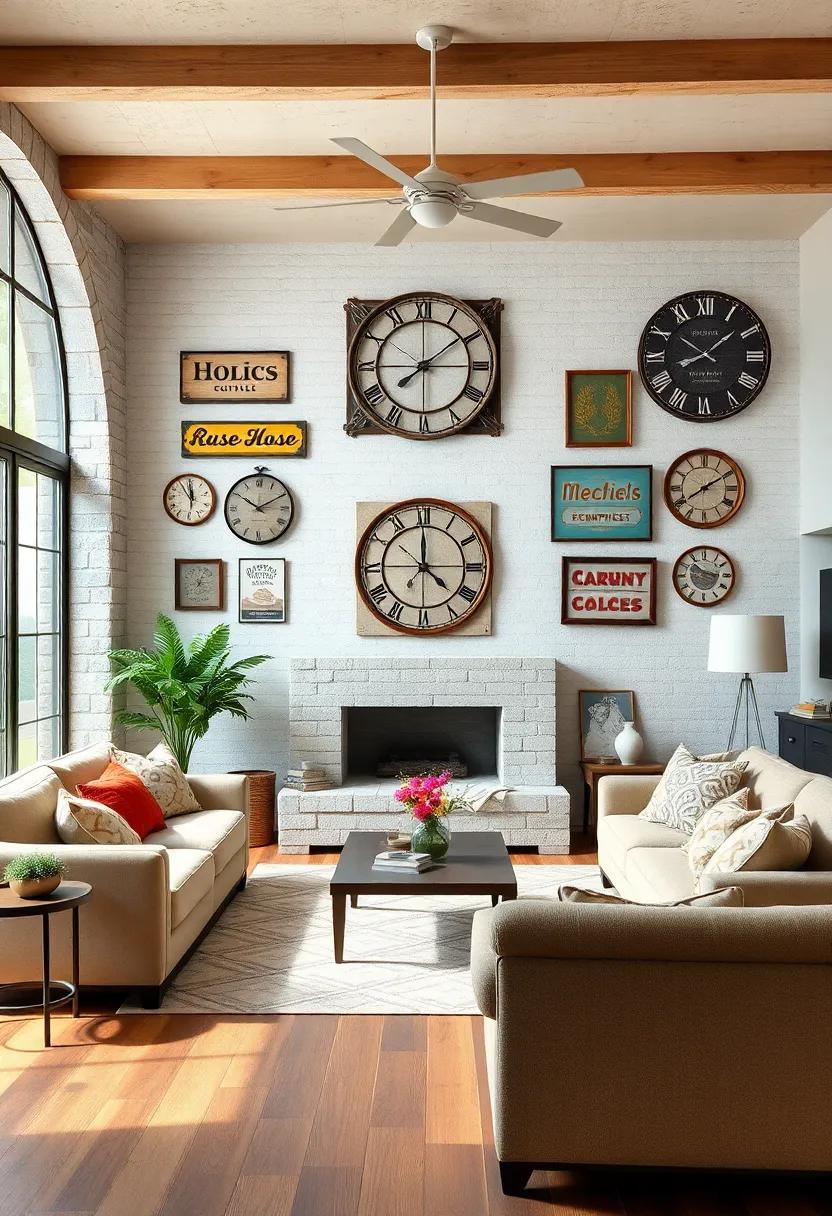 Captivating⁤ Wall Art Combinations ⁣with Vintage Signage in Living Spaces