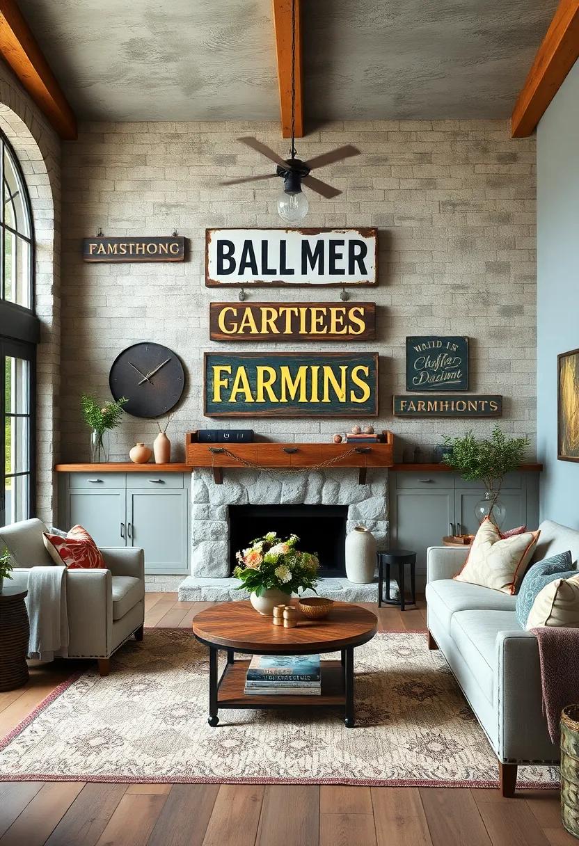 Enchanting Layering Techniques for Walls Featuring Vintage Farmhouse Signs