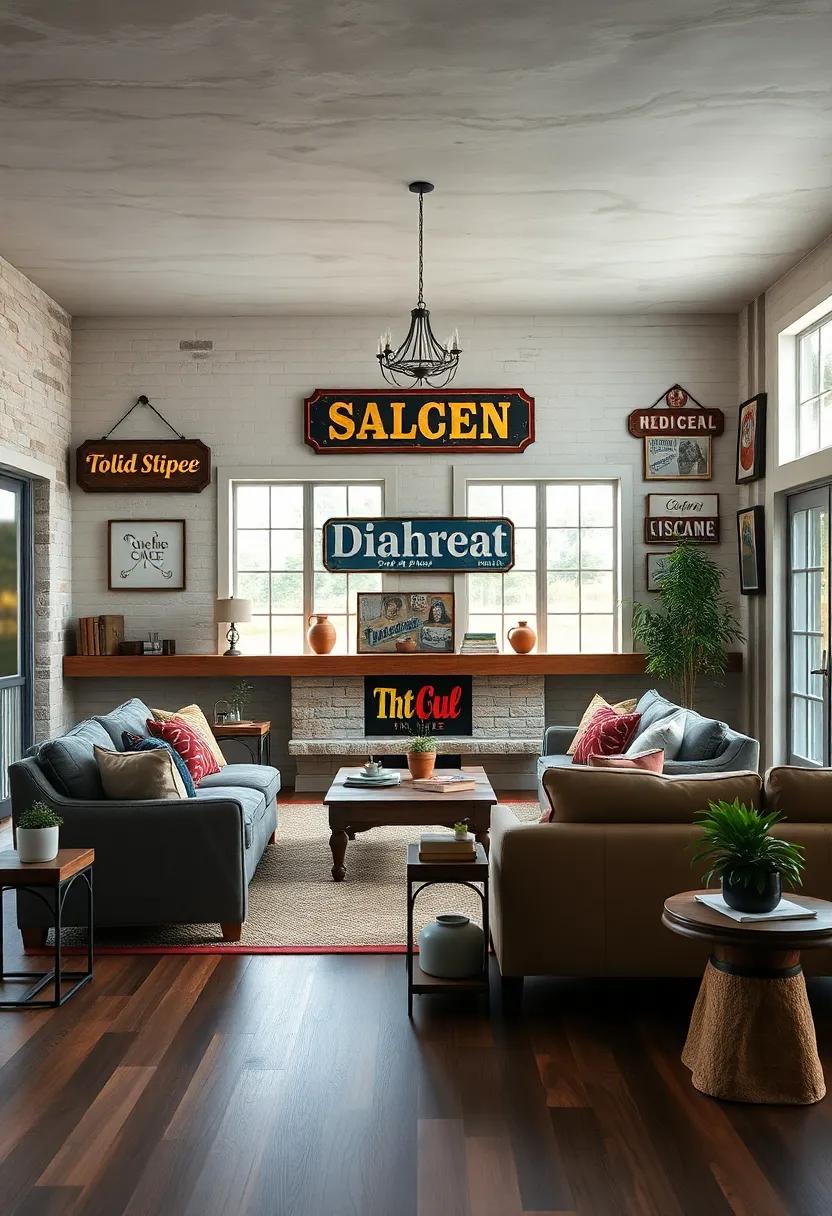 Creative Display Solutions for Vintage Signs That Transform Living⁢ Rooms