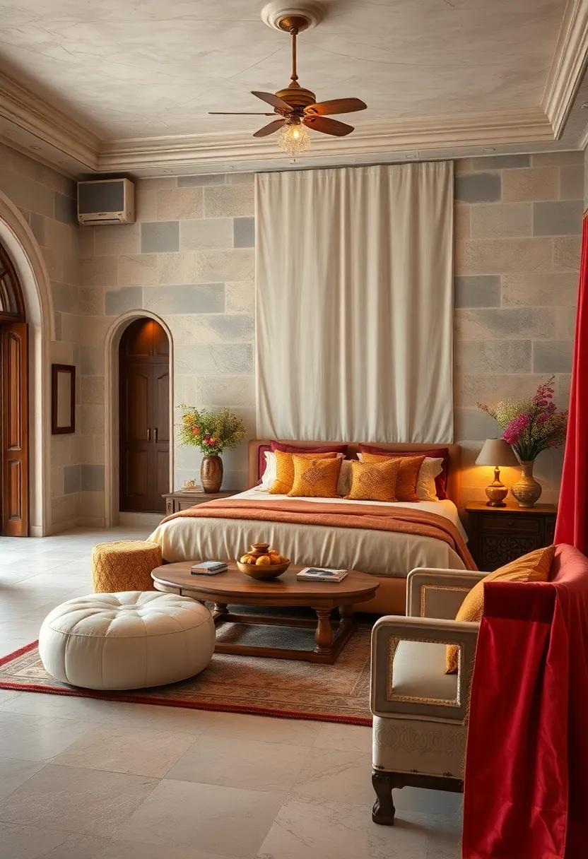 The Allure of Opulent Fabrics in a Maharaja-Style Bedroom Retreat