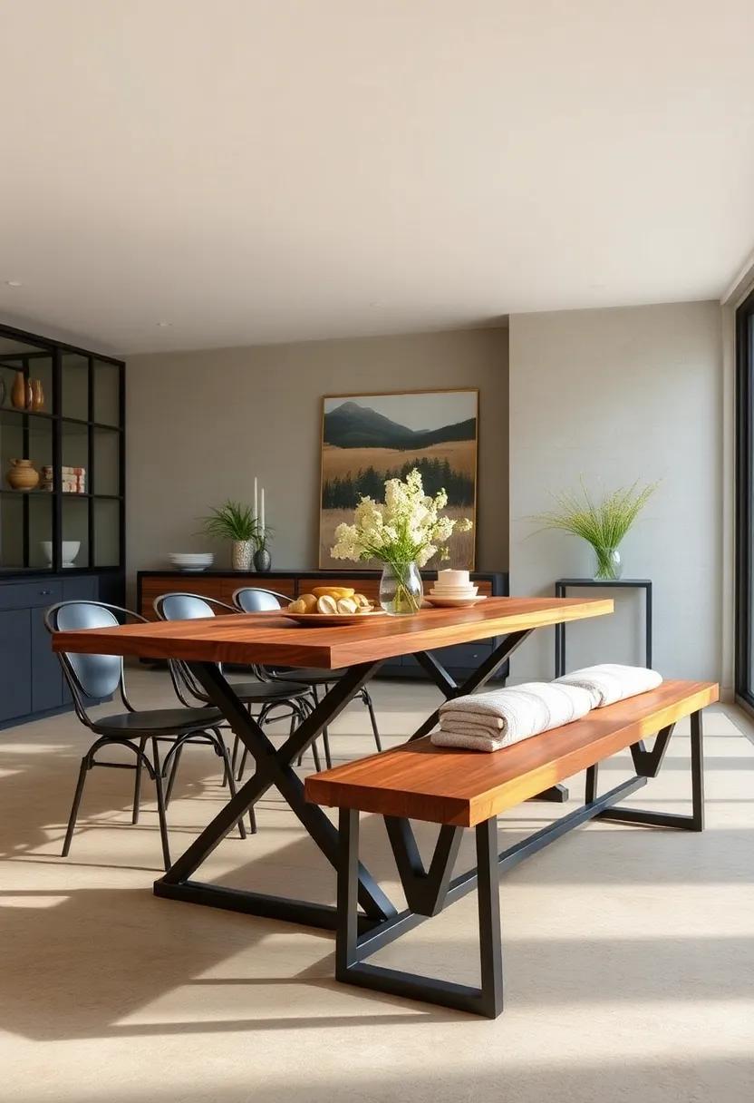 Farmhouse-Inspired Dining Bench: Pair your ​industrial dining table with a ⁤farmhouse-inspired bench made from reclaimed materials, offering ample seating ​while enhancing the rustic aesthetic
