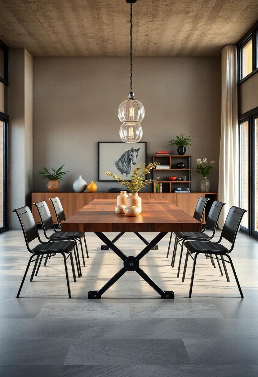 Industrial Dining Table: Gather friends and family around a ⁢rectangular industrial dining table ‍made ‌from reclaimed​ wood⁣ and metal, providing rustic charm and modern durability