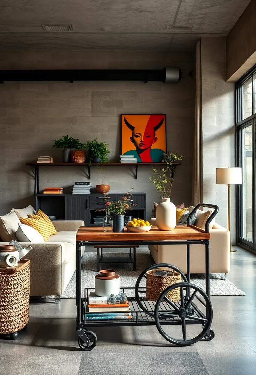 Industrial Rolling Cart:‍ Efficiency‍ meets style with an ⁣industrial rolling cart,perfect ⁤for‌ entertaining or kitchen ‍use,easily moved⁣ to where it’s needed while adding warehouse-inspired ‌charm