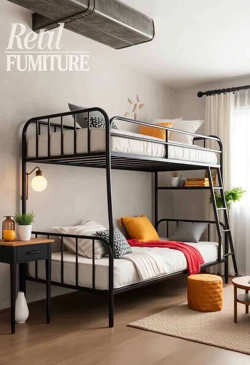 Metal Bunk Beds: ⁤Practicality⁤ takes center stage ⁤with metal bunk beds that are ​perfect ‍for kids’ rooms or guest accommodations,featuring sturdy construction and a contemporary ⁤design
