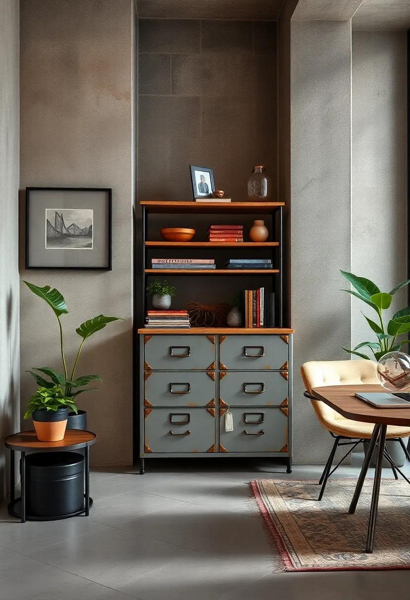 Metal Filing Cabinet: Keep your office organized while adding ⁣character with⁤ a vintage metal filing‌ cabinet that brings a touch ⁤of nostalgia and practicality to your workspace