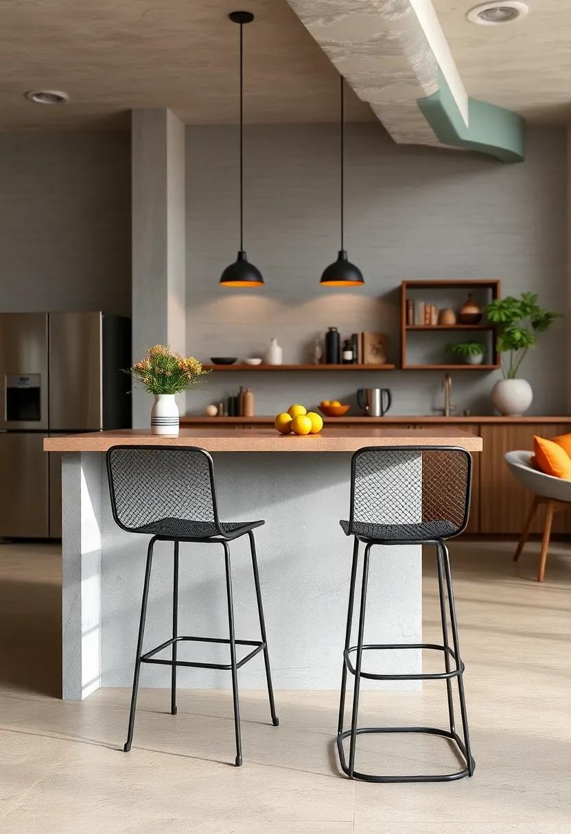 Metal Mesh Bar Stools: Elevate your kitchen​ or ​bar area with‌ these sleek ‍metal⁤ mesh stools. Their airy ‌design‍ adds a ‍modern touch while providing comfort and durability