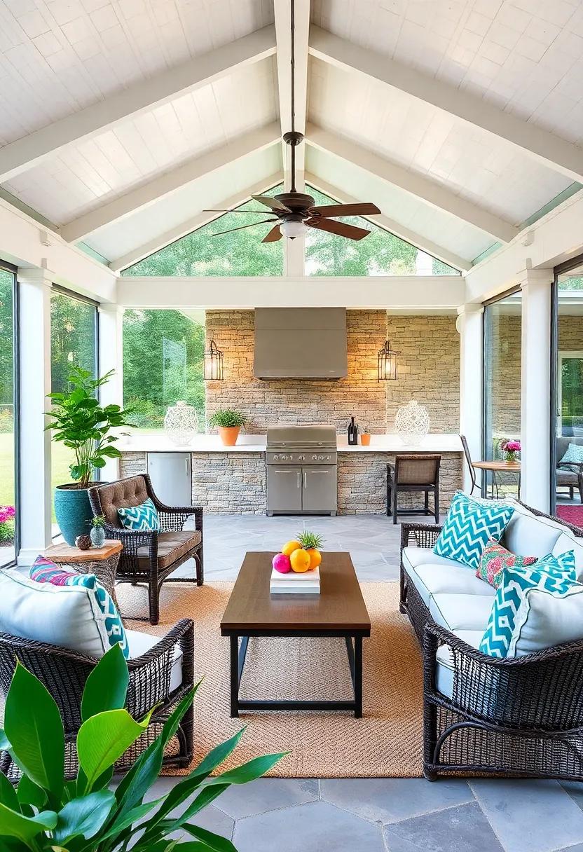 Host the ultimate barbecue⁣ with a spacious screened porch that includes a functional outdoor kitchen, ample seating, and stylish decor for a vibrant gathering space