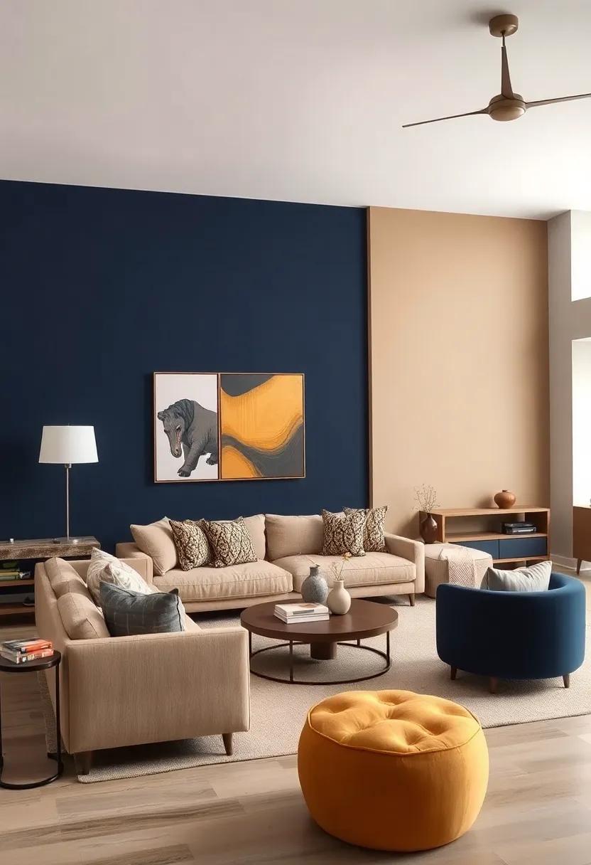 embrace the Power​ of⁢ Two: Pair a deep navy ‌blue with a soft, warm ‌beige for a sophisticated ‍yet inviting look