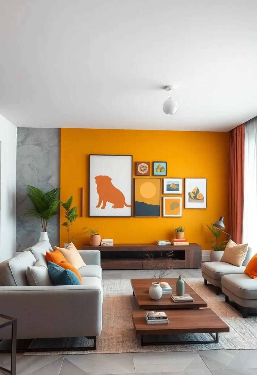 Artful Display: Dedicate a wall to a gallery of contrasting framed⁢ art pieces, playing with colors that complement the overall decor