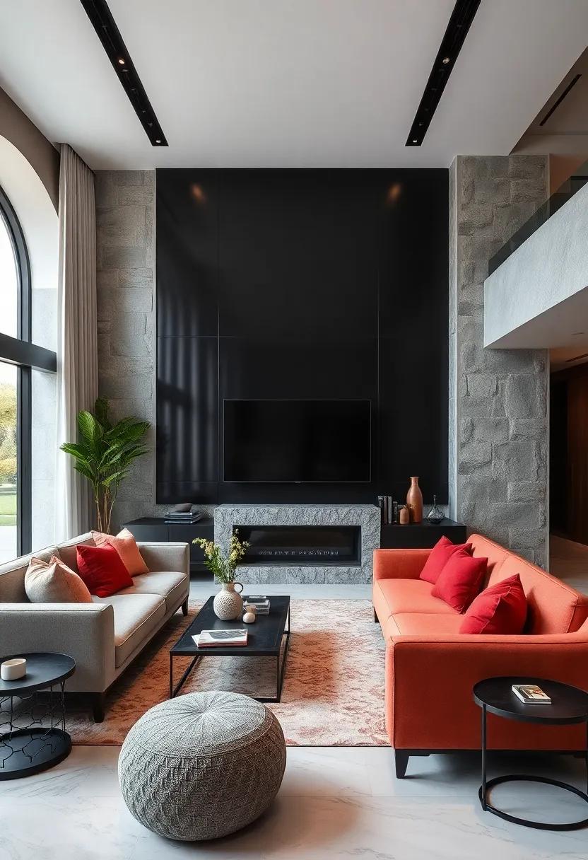 Classic and‌ Contemporary: A ‌high-gloss black ‍accent wall against matt finish furniture ⁤can offer‌ a classy and contemporary⁢ edge