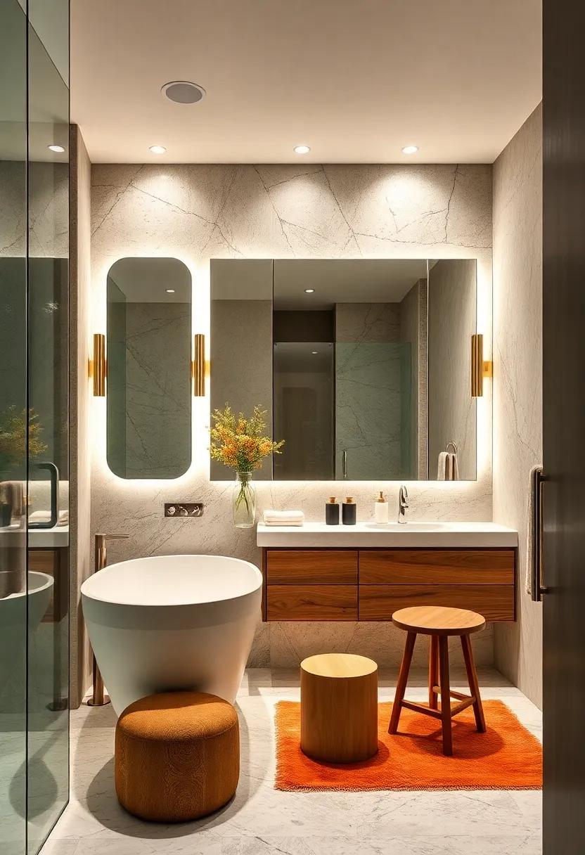 Add a touch of tech with smart mirrors that help with lighting adjustments⁣ and even have built-in speakers for your tunes
