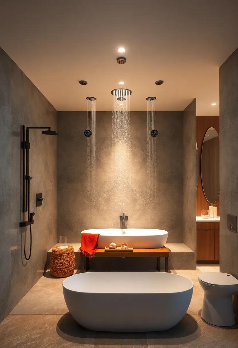 create a rain‍ shower⁢ experience with multiple shower heads for⁢ a refreshing and opulent bathing experience
