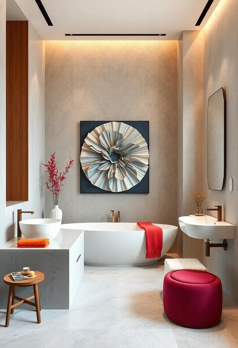 Feature a unique artwork or‍ sculpture that serves as a focal ‌point, making your bathroom truly unforgettable