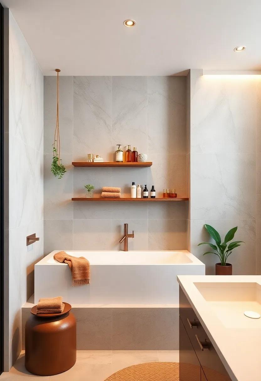 Incorporate floating shelves to display chic accessories, candles, and luxurious bath products, adding a⁤ personal touch