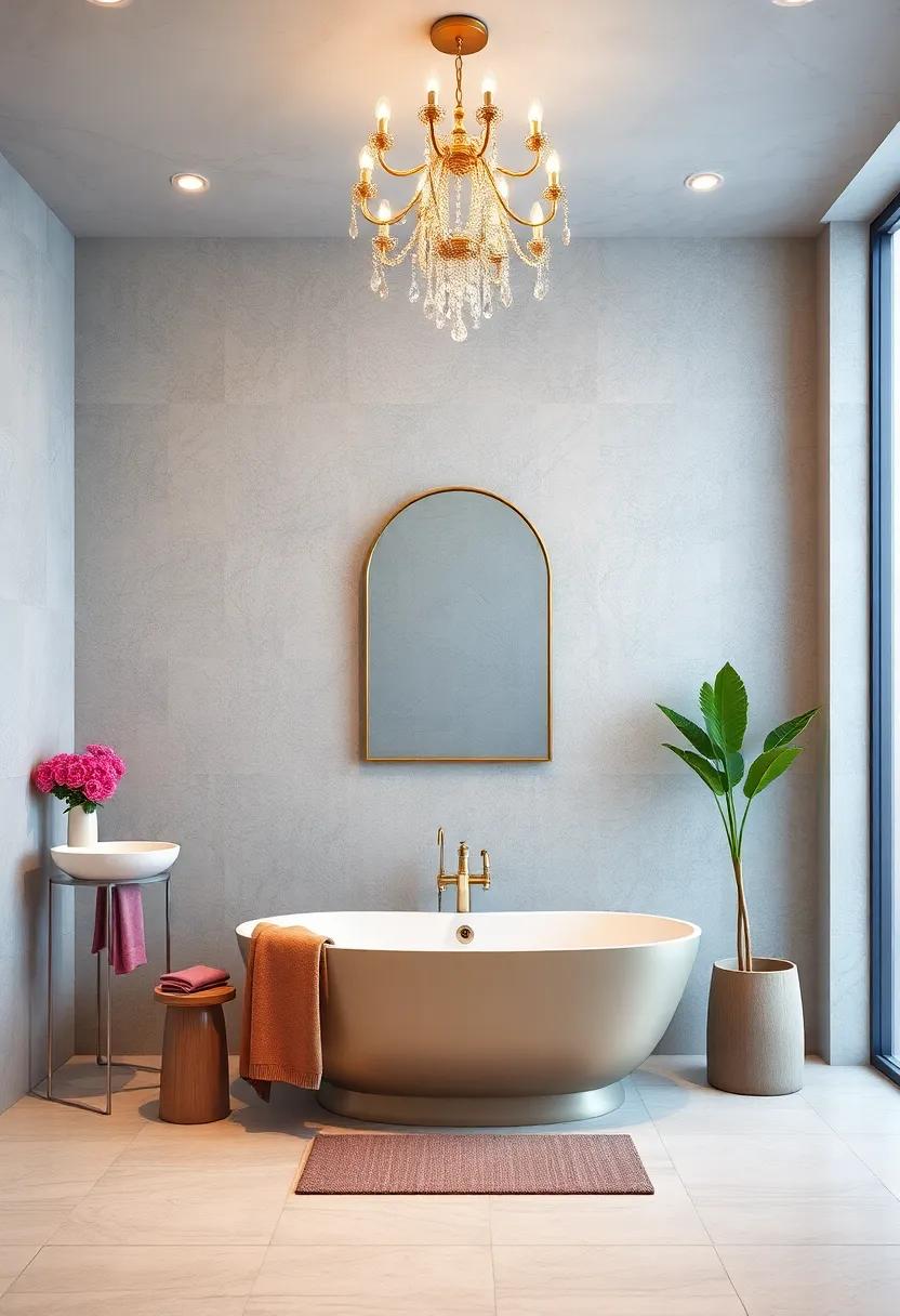 Incorporate a statement chandelier to add a touch of glamour and ‌elevate the overall aesthetic of your bathroom