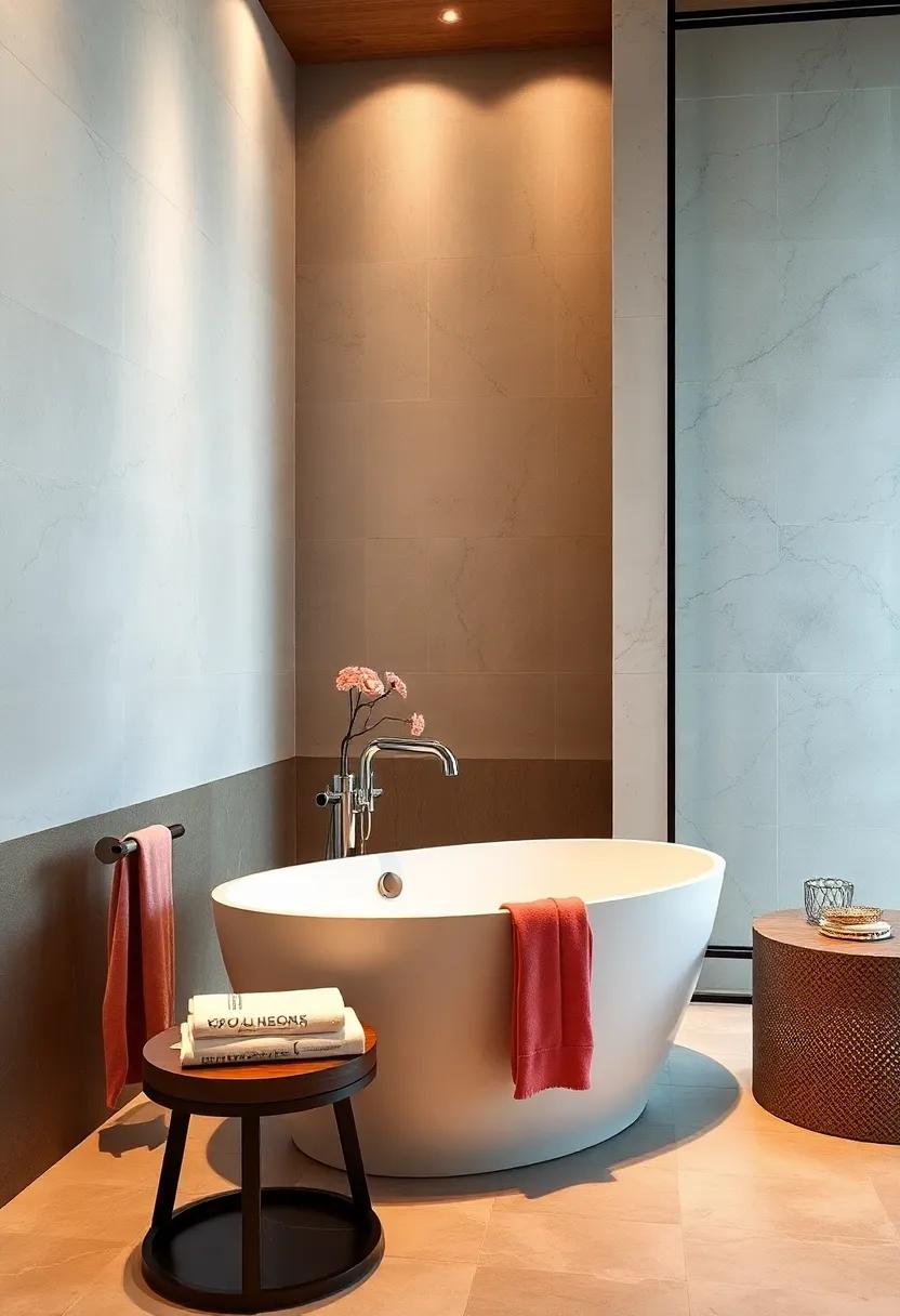 Install a freestanding soaking tub for the ultimate relaxation experience that exudes elegance and style