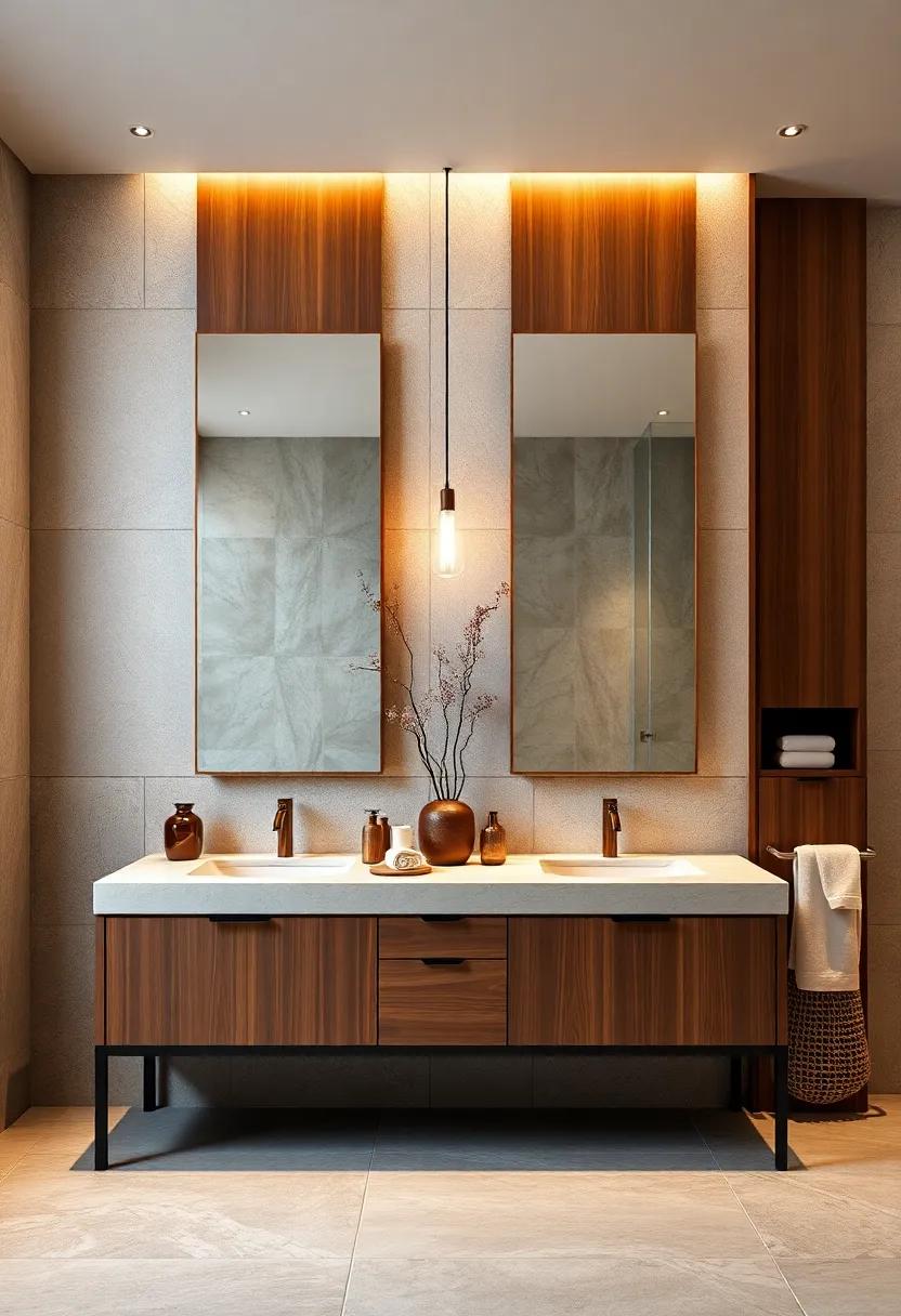 Introduce a double vanity with ample space and⁤ rich wood finishes, perfect for a spa-like atmosphere