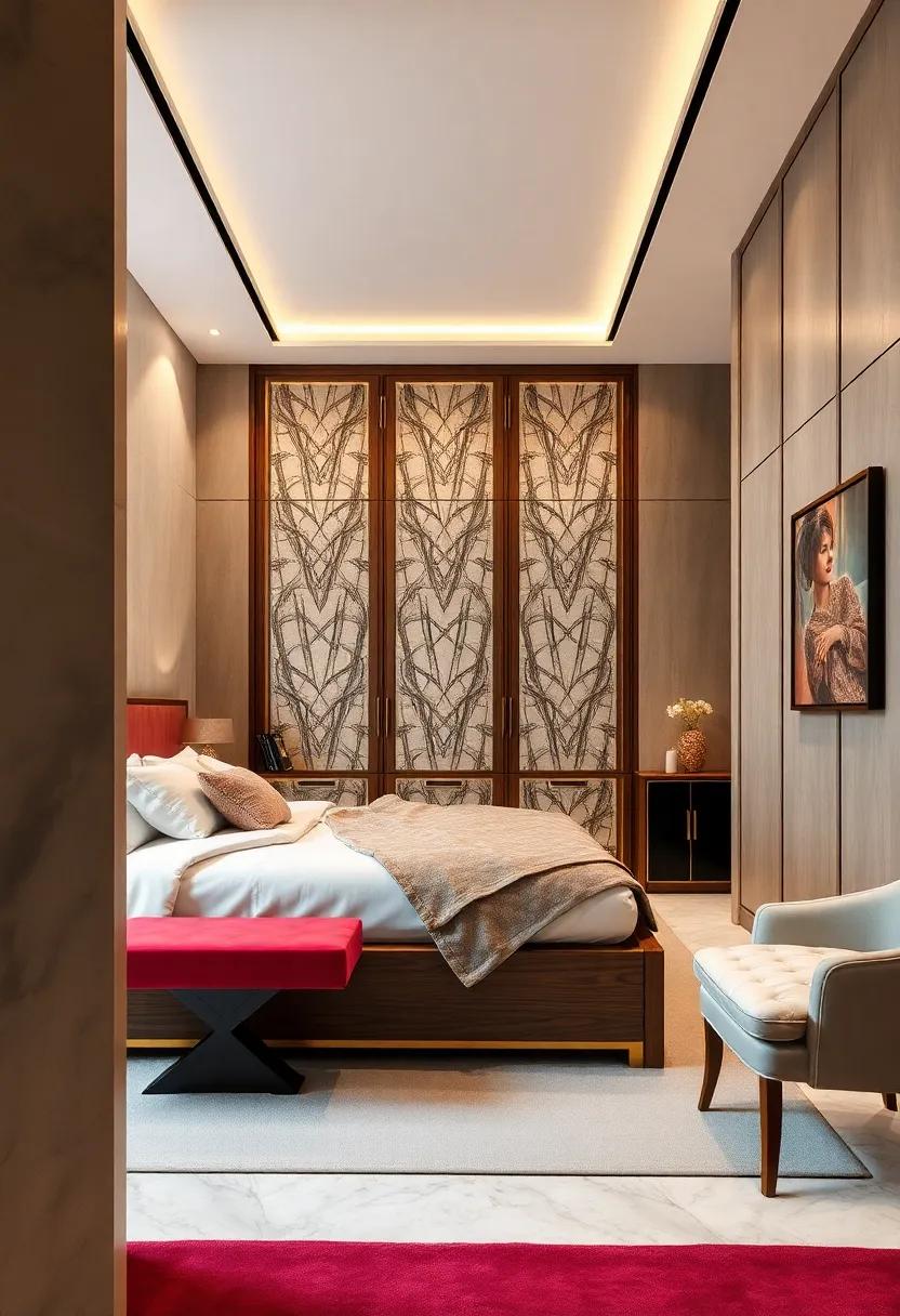 Art ⁤Deco⁣ Glamour: Elevate your space⁣ with bold‍ geometric patterns and rich materials like mahogany and brass, capturing the ‌essence of the roaring twenties in your bedroom