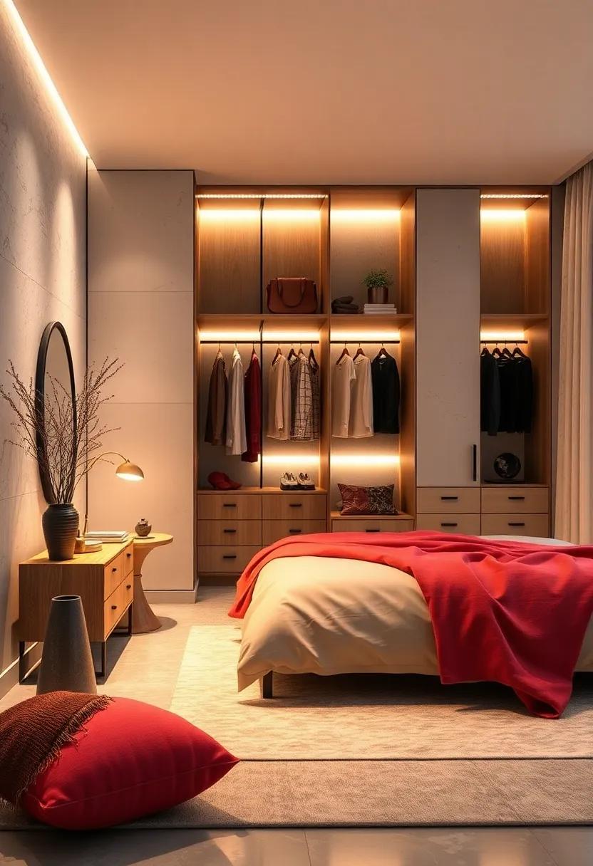 Integrated Lighting: incorporate​ ambient lighting into your‌ wardrobe⁣ design to ‍enhance visibility and create ⁣a warm,​ inviting atmosphere that transforms⁤ your nighttime routine