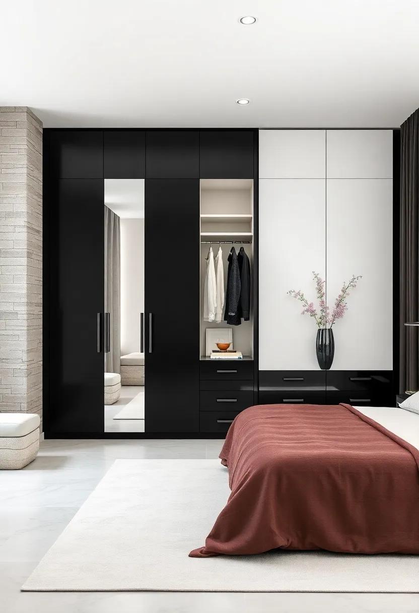 Monochromatic Minimalist: Opt ‌for‌ a sleek black‌ or white wardrobe to create a striking focal point in⁣ your bedroom, embodying chic sophistication with a touch of ​contemporary edge