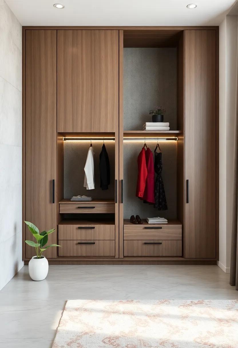 Sleek Minimalism: Embrace the beauty of simplicity ⁢with ‌a streamlined wardrobe​ design that prioritizes clean lines and‍ an uncluttered aesthetic, perfect for modern luxury