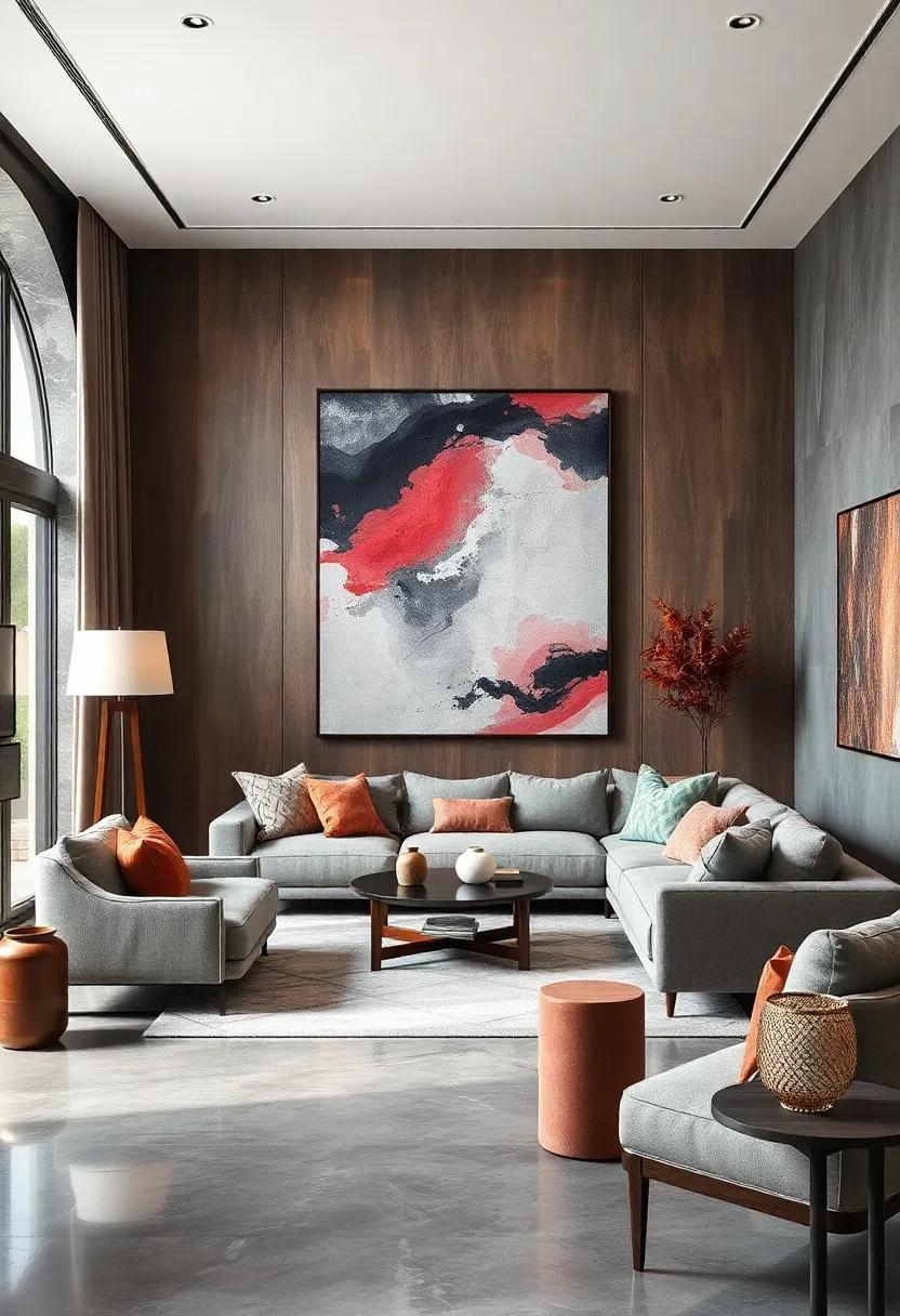 Artwork with ​a⁣ Twist: Incorporate‍ abstract⁤ art that features deep gray and soft rosewood tones, allowing it‌ to harmonize beautifully ‌with your overall color​ scheme