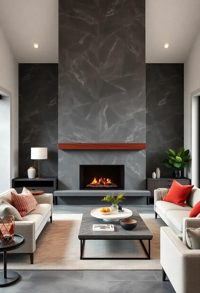 Cozy⁤ Fireplaces: Design a fireplace surround in deep gray stone or tile paired with a rosewood mantel for an elegant focal point in the room