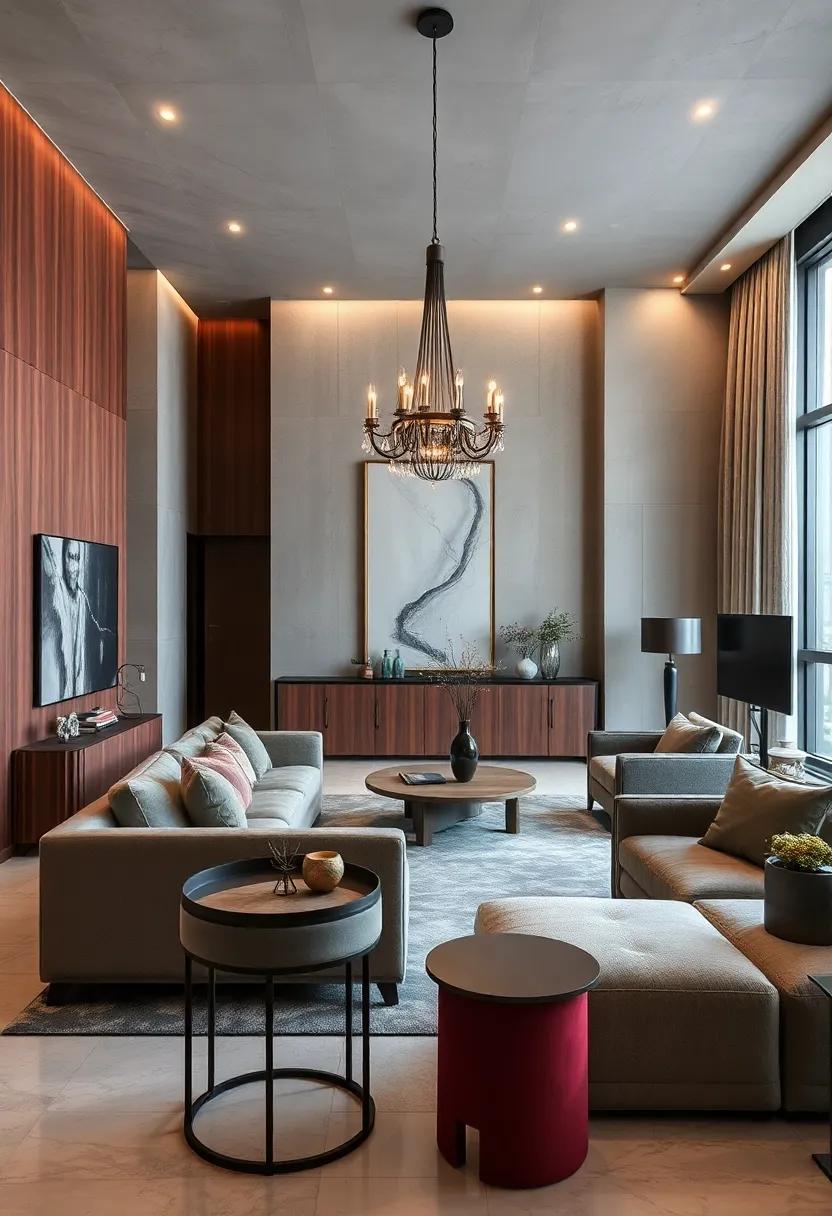 Elegant Lighting Fixtures: Choose contemporary ⁢chandeliers or pendant lights in deep gray finishes to complement the​ furniture and add a touch of ⁣glam to your⁣ interiors