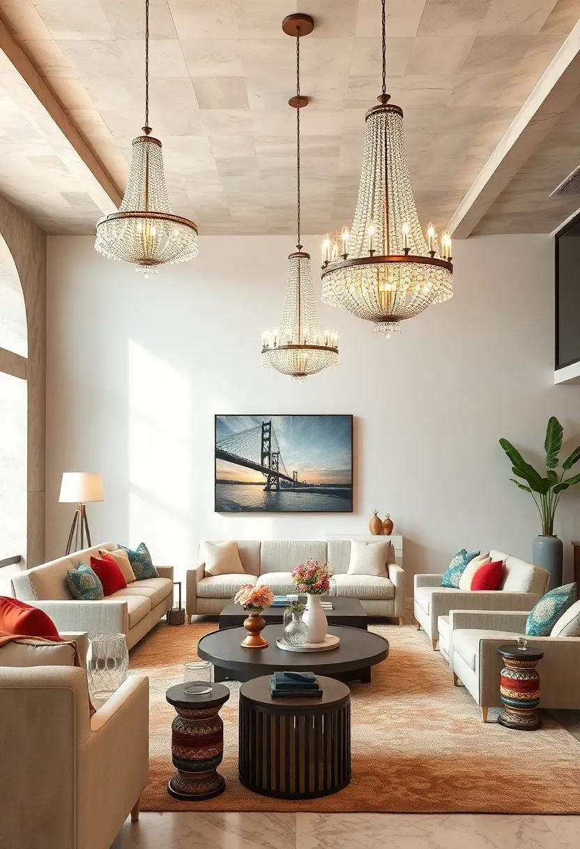 Bohemian Influences Complimenting Glamorous Chandeliers Beautifully