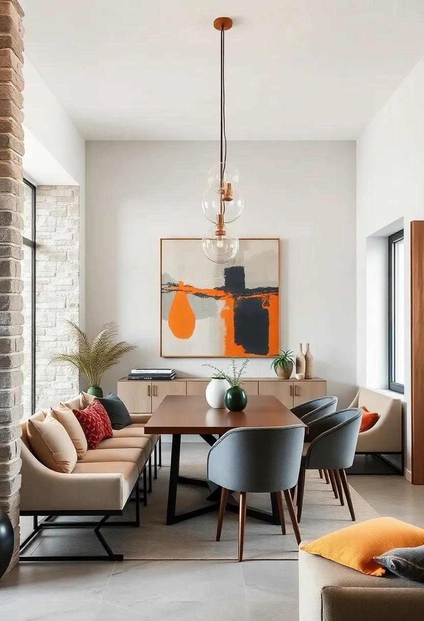 Bold‍ Artwork: ⁢Hang a large⁤ piece of abstract art or ​a striking gallery wall‍ above the dining area, adding a splash of personality and flair that complements your decor