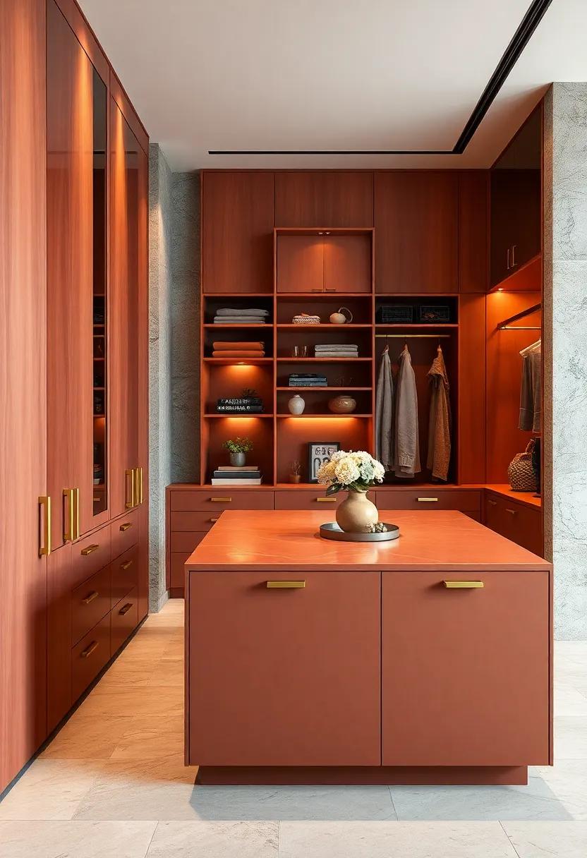 Multi-functional Island:⁣ Incorporate a terracotta-colored island with‍ gold‌ handles, providing⁢ extra storage and⁣ serving as a stylish workspace