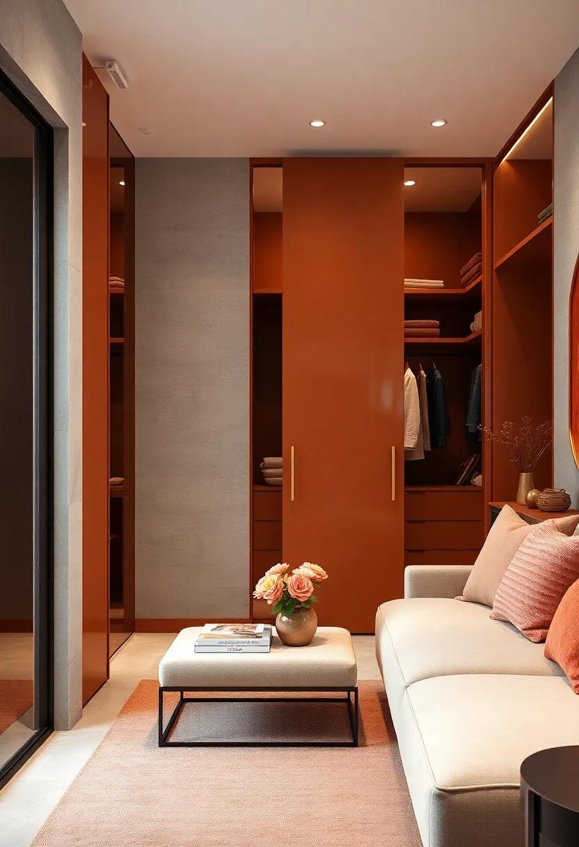 Sliding doors: Use sliding doors in a glossy ‌terracotta finish with gold accents to save space while maintaining ​a luxe‍ aesthetic