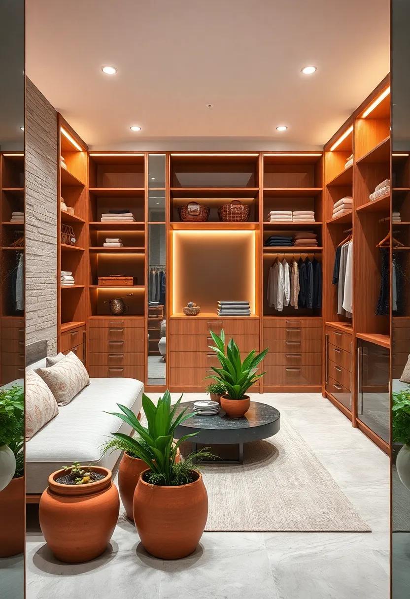 Terracotta Planters: Add​ greenery with terracotta planters ⁤scattered throughout ‌your closet, infusing life and an organic ⁣touch to the luxurious setting