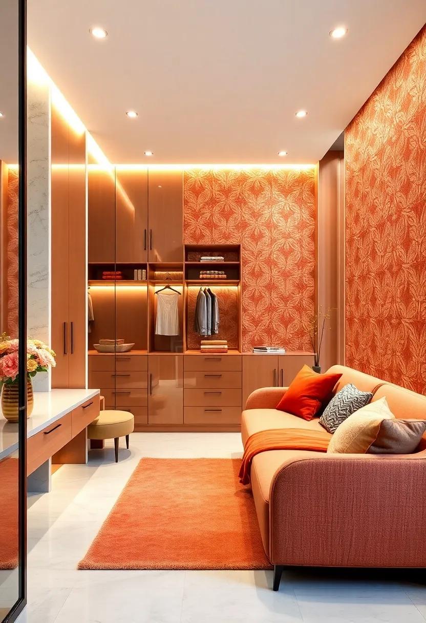 Chic Wallpaper:‌ Choose a patterned wallpaper featuring shades ‍of terracotta and ⁣gold for an accent wall, adding visual⁣ interest without overwhelming the space