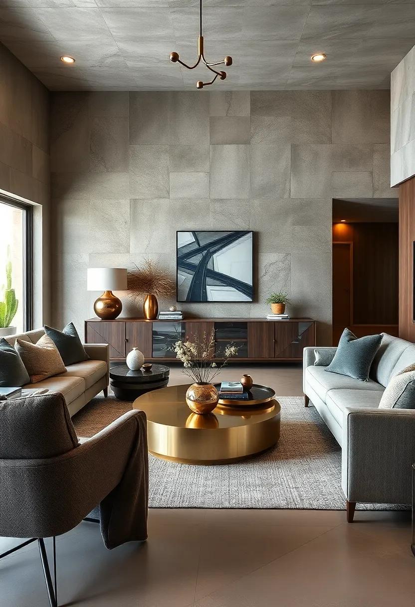 add a Statement coffee ⁣Table with a Metallic Finish