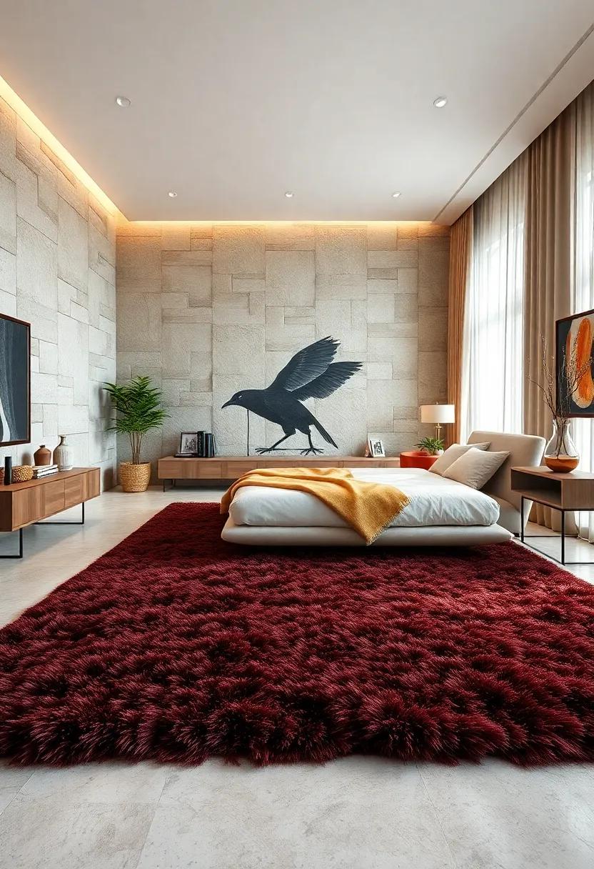 Bold Contrast: Use a deep, plush rug against ‌lighter-colored ⁢flooring to ‍create striking contrast that draws the eye and anchors‍ the room