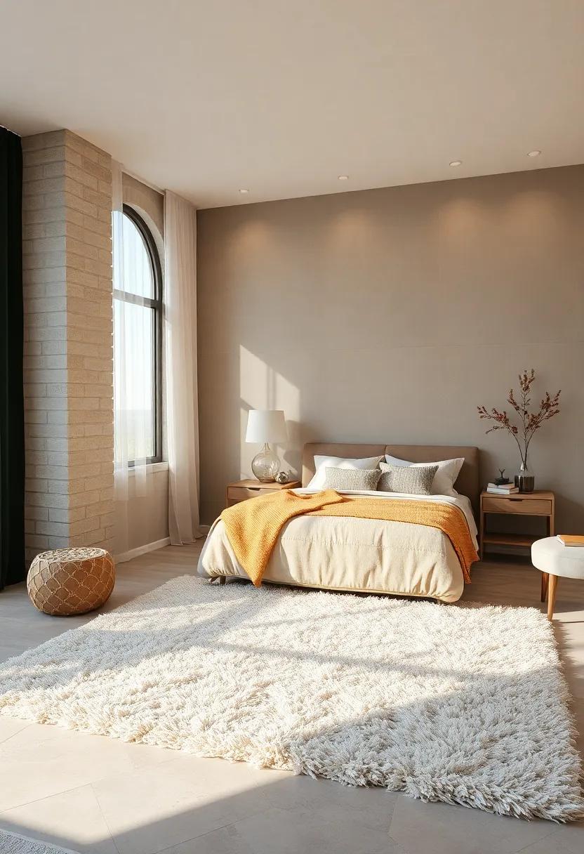 Embrace Texture: Choose a shaggy⁤ plush rug that adds‌ a tactile element to your bedroom, inviting you to sink your‍ feet ⁣into softness every ​morning