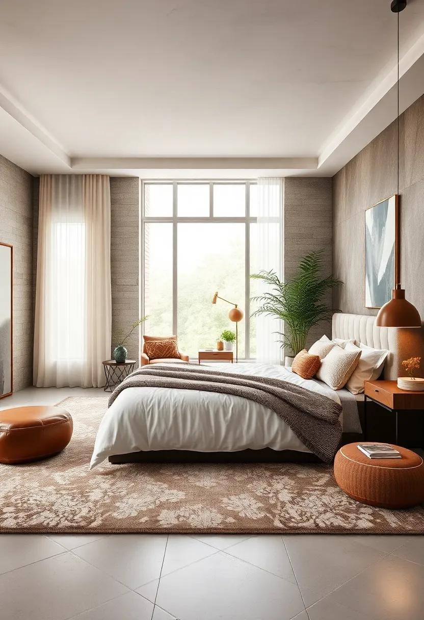 Layering Magic: Experiment with layering rugs ⁢of different sizes and textures to ⁢create depth and visual ⁣interest‍ in your master bedroom