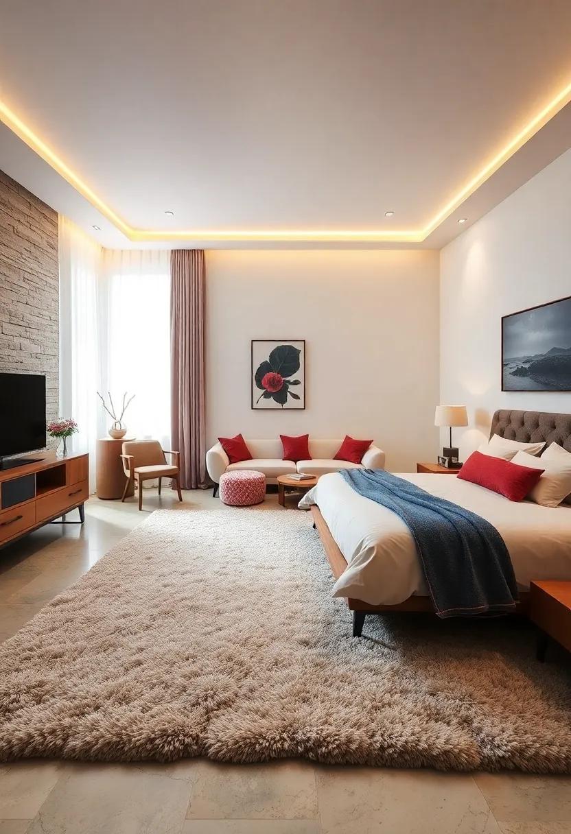 Mood Lighting: Consider the way your plush rug interacts with your‍ bedroom's lighting, enhancing the overall ambiance at different times of the day